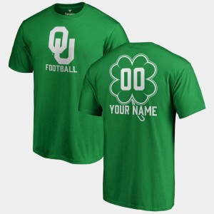 St. Patrick's Day Mens #00 Kelly Green Fanatics Big & Tall Dubliner Oklahoma Sooners Customized T-Shirt