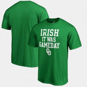 For Men Kelly Green Oklahoma T-Shirt Irish It Was Gameday St. Patrick's Day