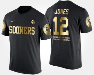 Gold Limited Short Sleeve With Message Black Landry Jones Oklahoma Sooners T-Shirt #12 Men's
