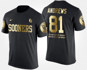 #81 Mark Andrews OU Sooners T-Shirt Black Gold Limited Short Sleeve With Message Men's