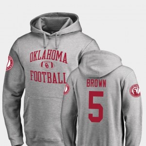 Fanatics Branded College Football Neutral Zone Ash #5 Marquise Brown OU Hoodie Men