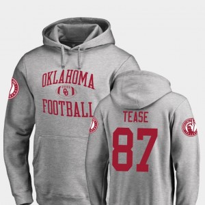 For Men's Myles Tease OU Sooners Hoodie Fanatics Branded College Football #87 Neutral Zone Ash