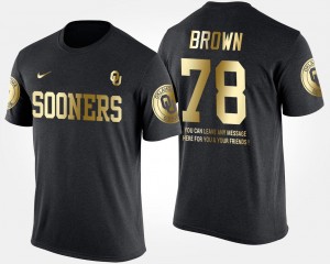 Orlando Brown OU Sooners T-Shirt Black Short Sleeve With Message #78 Men's Gold Limited
