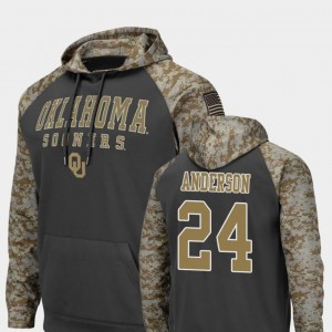Rodney Anderson Sooners Hoodie For Men's United We Stand Colosseum Football #24 Charcoal