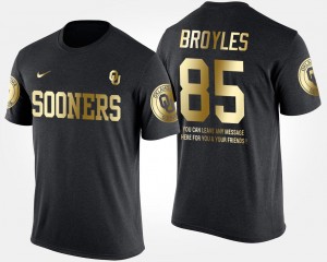 Ryan Broyles Oklahoma Sooners T-Shirt Black #85 Short Sleeve With Message For Men's Gold Limited