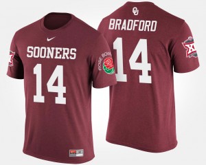 Bowl Game Sam Bradford Sooners T-Shirt #14 Crimson Big 12 Conference Rose Bowl Men's