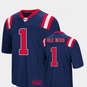 Ole Miss Jersey Foos-Ball Football Navy #1 Men's Colosseum Authentic