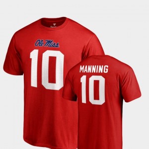 Red Name & Number Eli Manning Rebels T-Shirt #10 College Legends Men