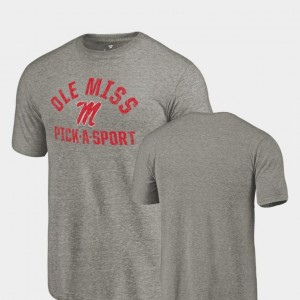 Tri Blend Distressed Ole Miss T-Shirt Men Pick-A-Sport Gray