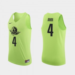 For Men's #4 Apple Green Ehab Amin University of Oregon Jersey College Basketball Authentic
