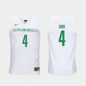 Ehab Amin Ducks Jersey Men Elite Authentic Performance College Basketball #4 White Authentic Performace