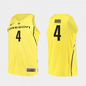 Yellow For Men's College Basketball Authentic Ehab Amin University of Oregon Jersey #4