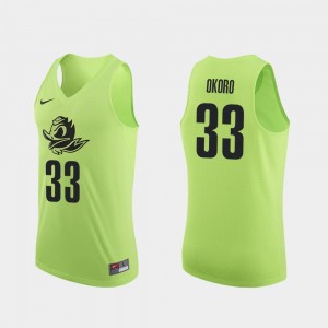 #33 Francis Okoro Oregon Jersey Apple Green Authentic For Men's College Basketball