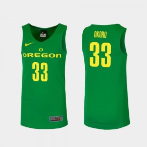 For Men's Replica College Basketball #33 Francis Okoro Oregon Jersey Green