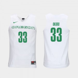 #33 Authentic Performace For Men's Elite Authentic Performance College Basketball Francis Okoro Oregon Jersey White