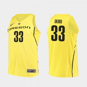 Yellow Men #33 College Basketball Authentic Francis Okoro Oregon Ducks Jersey