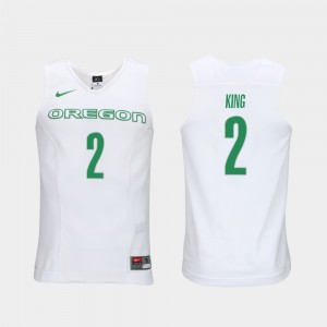 Authentic Performace #2 Mens Elite Authentic Performance College Basketball White Louis King Oregon Ducks Jersey