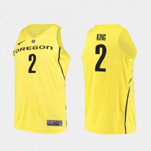 Louis King University of Oregon Jersey College Basketball #2 Authentic Yellow Men's