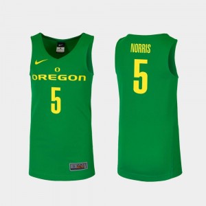 Miles Norris University of Oregon Jersey #5 Men's Replica College Basketball Green