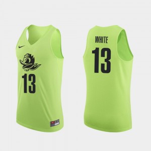 #13 College Basketball Mens Paul White Oregon Jersey Apple Green Authentic