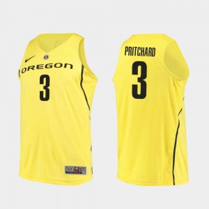 Yellow College Basketball Mens Authentic Payton Pritchard Ducks Jersey #3