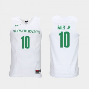 White #10 Men Authentic Performace Elite Authentic Performance College Basketball Victor Bailey Jr. Oregon Jersey