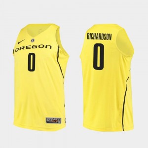 Will Richardson University of Oregon Jersey #0 Authentic For Men Yellow College Basketball