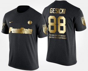 Short Sleeve With Message Black Gold Limited Mens #88 Mike Gesicki PSU T-Shirt