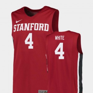 For Men's Red #4 Replica Isaac White Stanford Jersey College Basketball