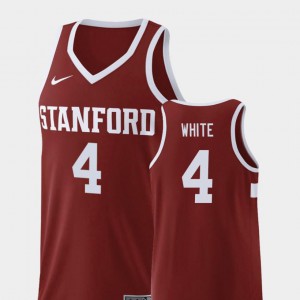 Men College Basketball #4 Wine Isaac White Stanford University Jersey Replica