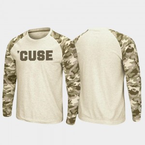 Men's Oatmeal OHT Military Appreciation Raglan Long Sleeve Desert Camo Syracuse T-Shirt