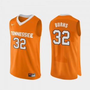 #32 Orange Authentic Performace College Basketball D.J. Burns Tennessee Vols Jersey For Men