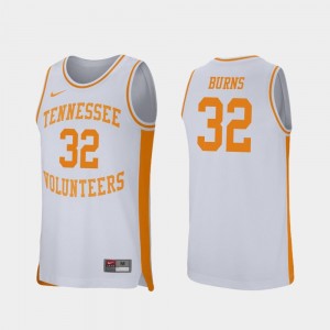 College Basketball #32 Retro Performance For Men's White D.J. Burns Tennessee Volunteers Jersey