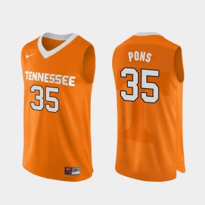 Yves Pons Tennessee Vols Jersey Authentic Performace College Basketball #35 Orange Men's
