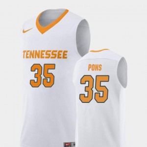 White Replica Mens #35 Yves Pons Vols Jersey College Basketball
