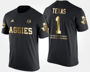 No.1 Short Sleeve With Message Black For Men #1 Gold Limited Texas A&M T-Shirt
