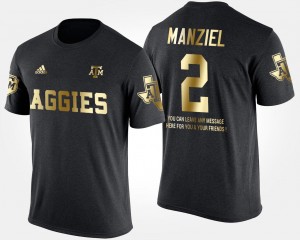 #2 Short Sleeve With Message Gold Limited Johnny Manziel Texas A&M T-Shirt Men Black