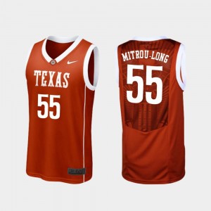 College Basketball #55 Men's Burnt Orange Replica Elijah Mitrou-Long UT Jersey
