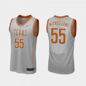 Gray College Basketball Replica For Men Elijah Mitrou-Long Texas Longhorns Jersey #55