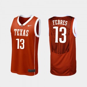 Replica Men College Basketball #13 Burnt Orange Jase Febres Texas Longhorns Jersey