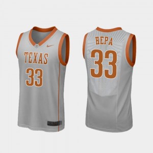 College Basketball Gray Men Replica #33 Kamaka Hepa Texas Longhorns Jersey