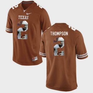 Mykkele Thompson Texas Longhorns Jersey Men's #2 Pictorial Fashion Brunt Orange