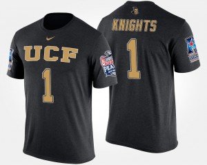 Bowl Game Men No.1 American Athletic Conference Peach Bowl Name and Number University of Central Florida T-Shirt Black #1