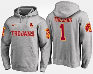 Men Gray #1 Name and Number No.1 USC Hoodie