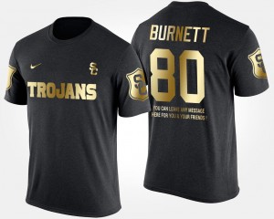 #80 Gold Limited Mens Deontay Burnett Trojans T-Shirt Black Short Sleeve With Message