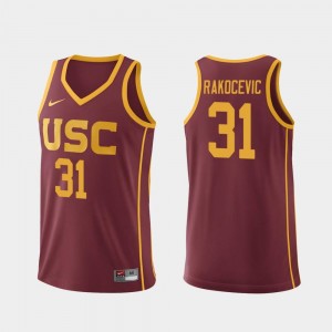 For Men's College Basketball #31 Replica Cardinal Nick Rakocevic USC Jersey