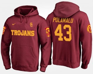 Cardinal #43 Troy Polamalu Trojans Hoodie For Men Name and Number