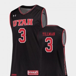 Black For Men's #3 College Basketball Replica Donnie Tillman Utes Jersey