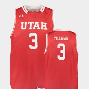 For Men College Basketball Red #3 Donnie Tillman University of Utah Jersey Replica