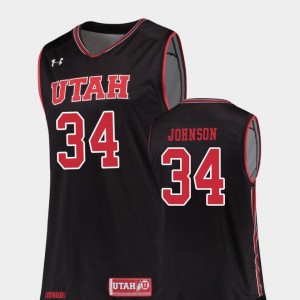 #34 For Men's Jayce Johnson University of Utah Jersey College Basketball Replica Black